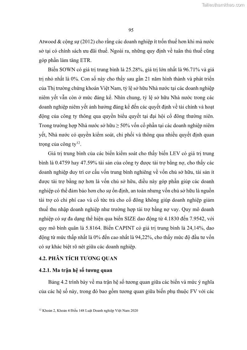 Luận án tiến sĩ tài chính ngân hàng Ảnh hưởng của kế hoạch thuế đến giá trị doanh nghiệp: Trường hợp các doanh nghiệp phi tài chính niêm yết ở Việt Nam - 10 Trang 109