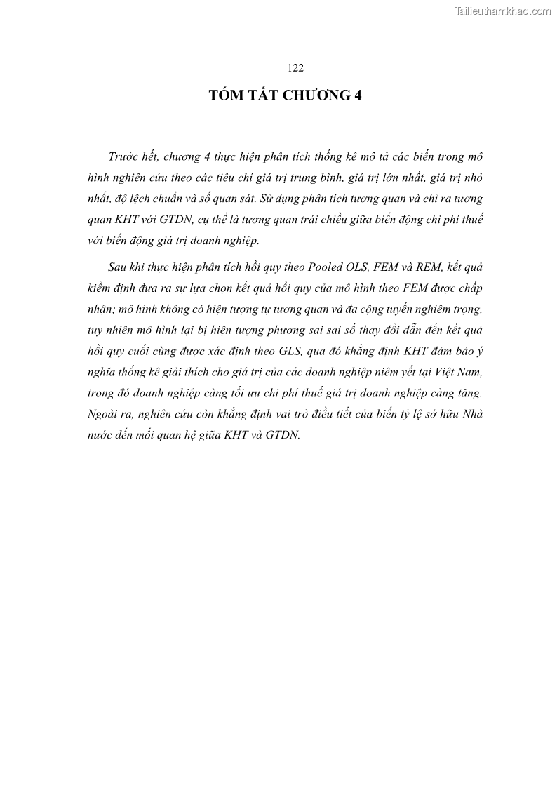 Luận án tiến sĩ tài chính ngân hàng Ảnh hưởng của kế hoạch thuế đến giá trị doanh nghiệp: Trường hợp các doanh nghiệp phi tài chính niêm yết ở Việt Nam - 12 Trang 136