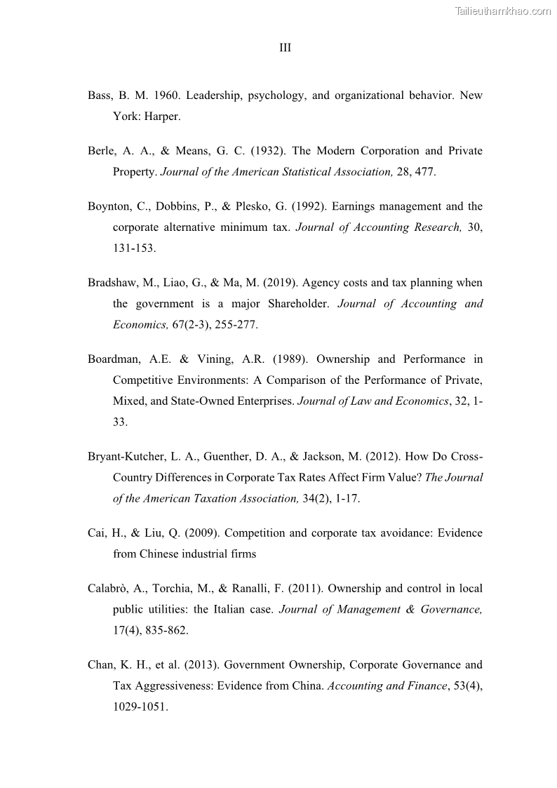 Luận án tiến sĩ tài chính ngân hàng Ảnh hưởng của kế hoạch thuế đến giá trị doanh nghiệp: Trường hợp các doanh nghiệp phi tài chính niêm yết ở Việt Nam - 13 Trang 154