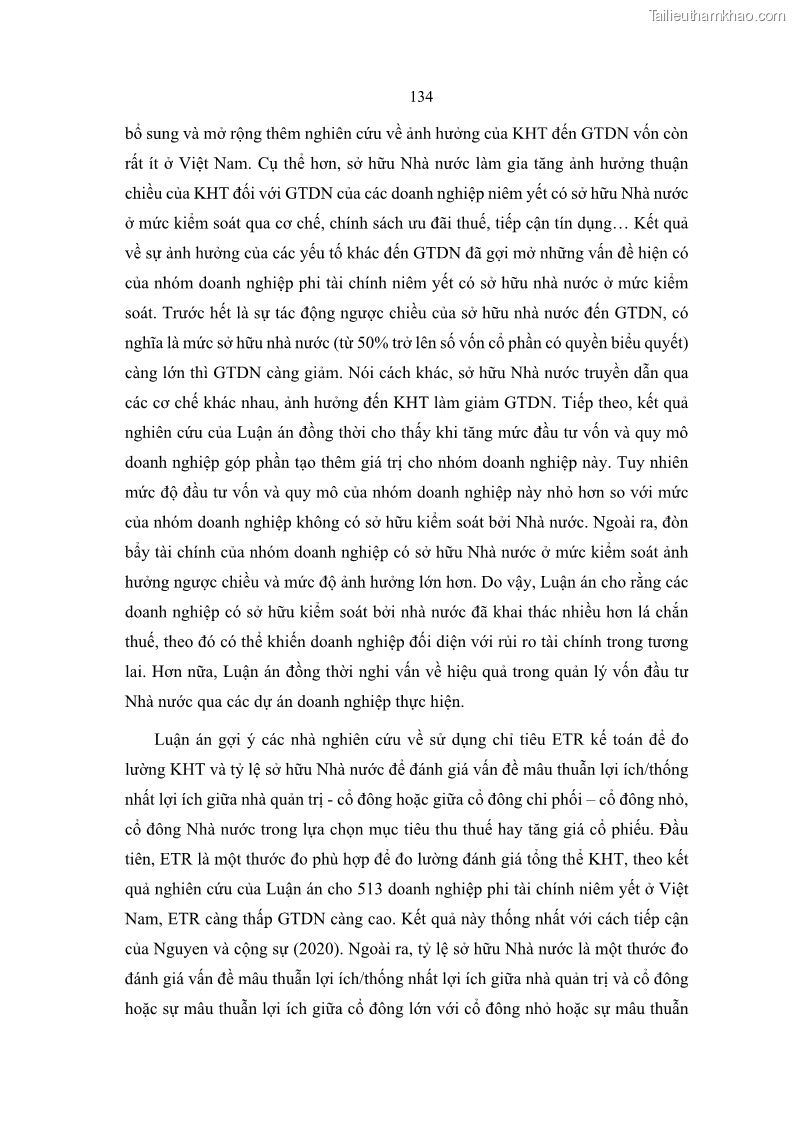 Luận án tiến sĩ tài chính ngân hàng Ảnh hưởng của kế hoạch thuế đến giá trị doanh nghiệp: Trường hợp các doanh nghiệp phi tài chính niêm yết ở Việt Nam - 13 Trang 148