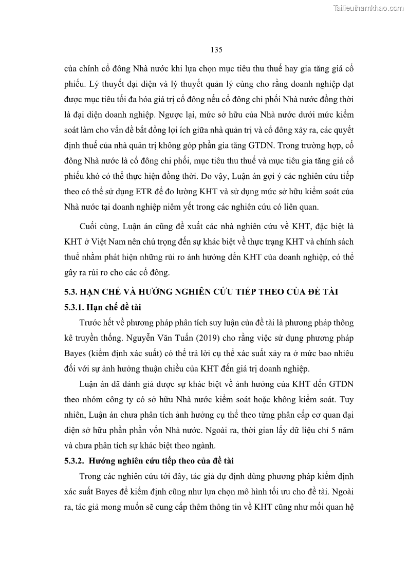 Luận án tiến sĩ tài chính ngân hàng Ảnh hưởng của kế hoạch thuế đến giá trị doanh nghiệp: Trường hợp các doanh nghiệp phi tài chính niêm yết ở Việt Nam - 13 Trang 149