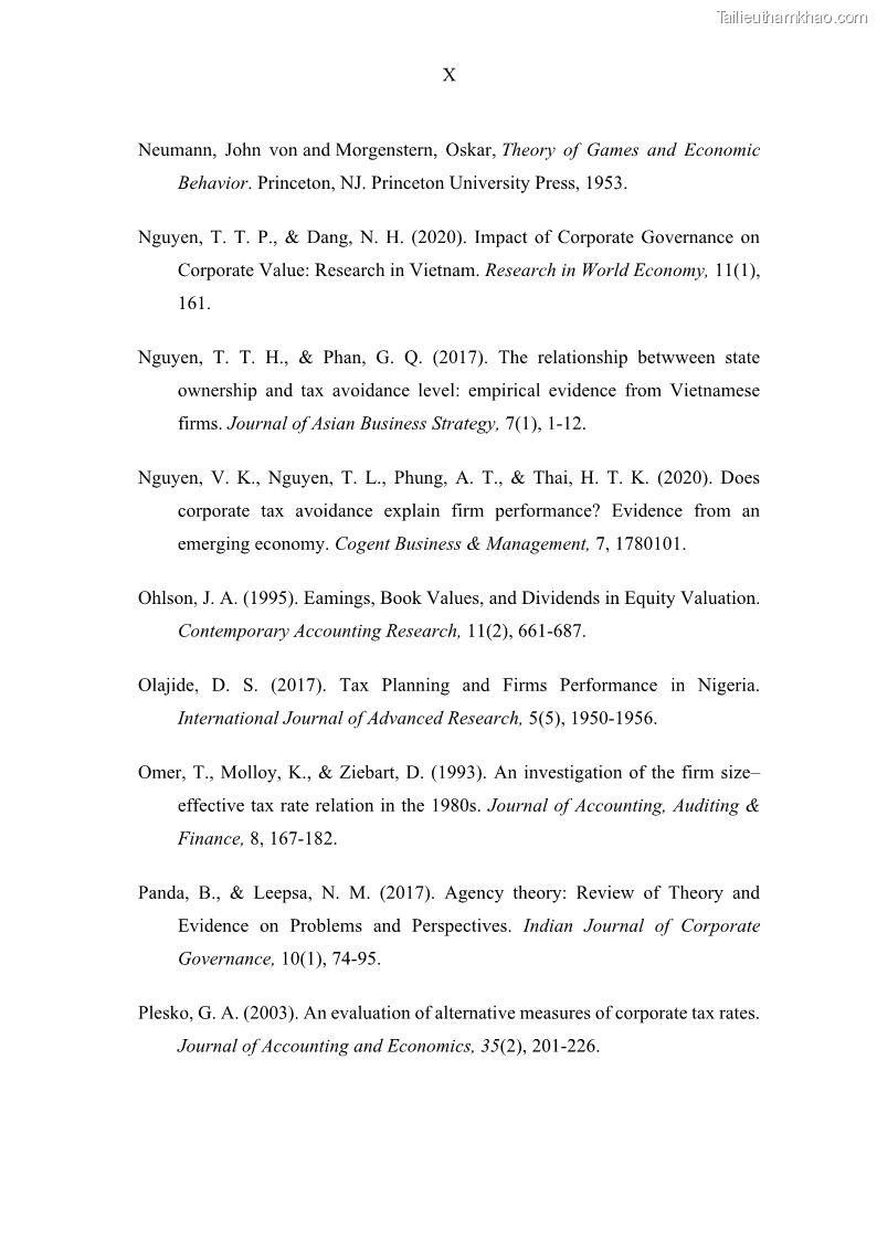 Luận án tiến sĩ tài chính ngân hàng Ảnh hưởng của kế hoạch thuế đến giá trị doanh nghiệp: Trường hợp các doanh nghiệp phi tài chính niêm yết ở Việt Nam - 14 Trang 161