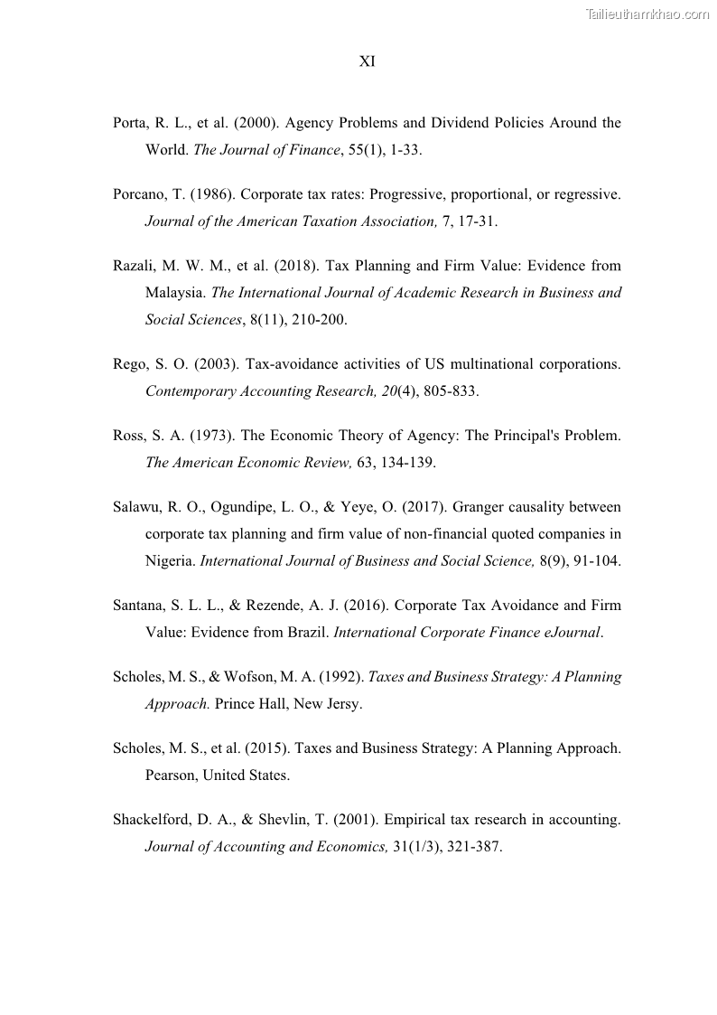 Luận án tiến sĩ tài chính ngân hàng Ảnh hưởng của kế hoạch thuế đến giá trị doanh nghiệp: Trường hợp các doanh nghiệp phi tài chính niêm yết ở Việt Nam - 14 Trang 162