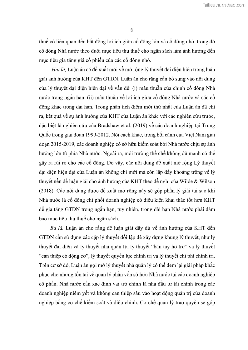 Luận án tiến sĩ tài chính ngân hàng Ảnh hưởng của kế hoạch thuế đến giá trị doanh nghiệp: Trường hợp các doanh nghiệp phi tài chính niêm yết ở Việt Nam - 2 Trang 22