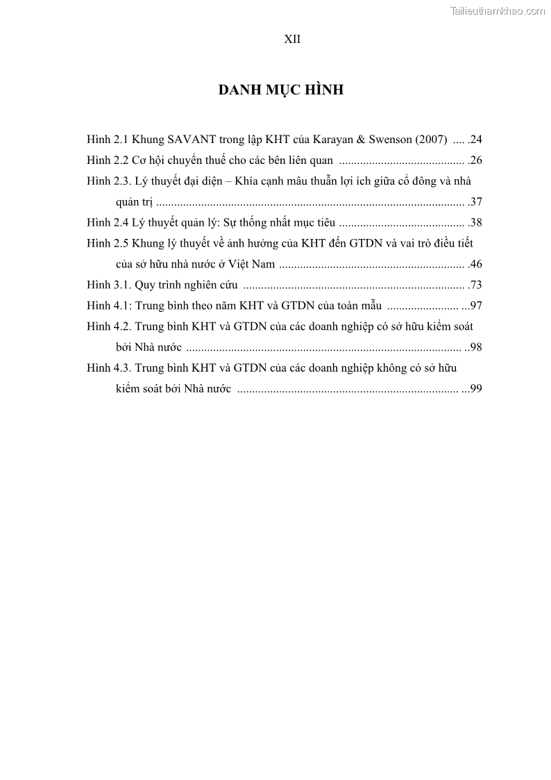 Luận án tiến sĩ tài chính ngân hàng Ảnh hưởng của kế hoạch thuế đến giá trị doanh nghiệp: Trường hợp các doanh nghiệp phi tài chính niêm yết ở Việt Nam - 2 Trang 14