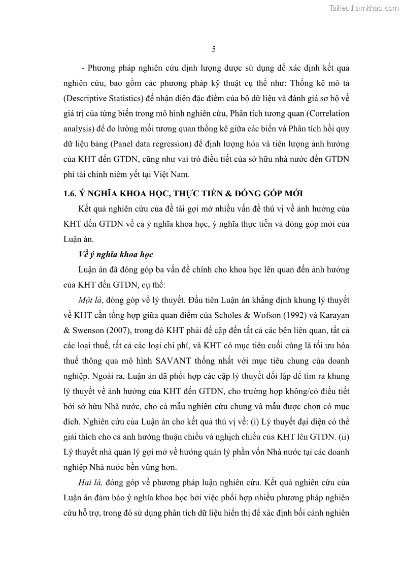 Luận án tiến sĩ tài chính ngân hàng Ảnh hưởng của kế hoạch thuế đến giá trị doanh nghiệp: Trường hợp các doanh nghiệp phi tài chính niêm yết ở Việt Nam - 2 Trang 19