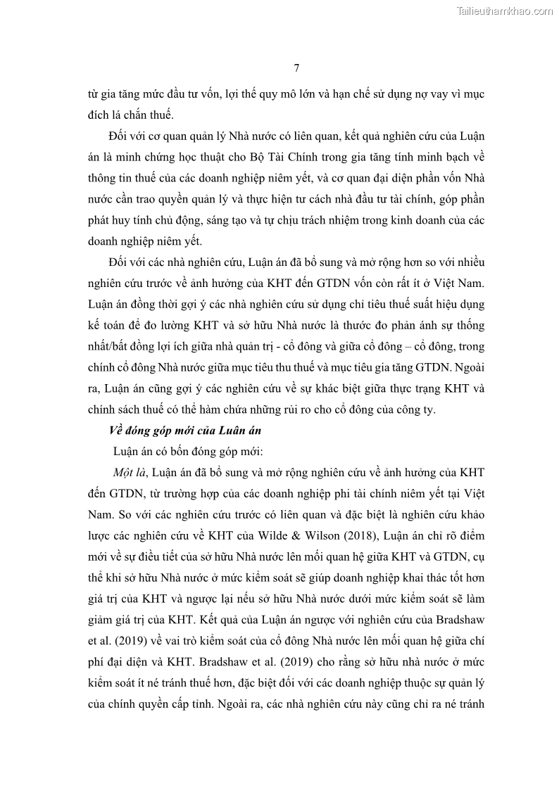 Luận án tiến sĩ tài chính ngân hàng Ảnh hưởng của kế hoạch thuế đến giá trị doanh nghiệp: Trường hợp các doanh nghiệp phi tài chính niêm yết ở Việt Nam - 2 Trang 21