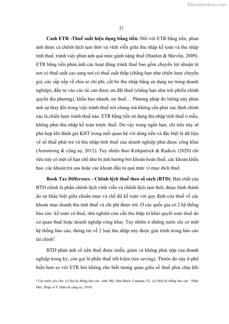 Luận án tiến sĩ tài chính ngân hàng Ảnh hưởng của kế hoạch thuế đến giá trị doanh nghiệp: Trường hợp các doanh nghiệp phi tài chính niêm yết ở Việt Nam - 3 Trang 35