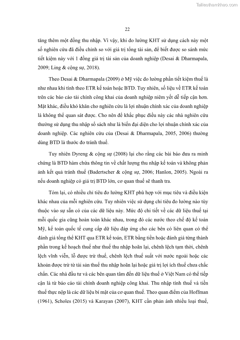 Luận án tiến sĩ tài chính ngân hàng Ảnh hưởng của kế hoạch thuế đến giá trị doanh nghiệp: Trường hợp các doanh nghiệp phi tài chính niêm yết ở Việt Nam - 3 Trang 36