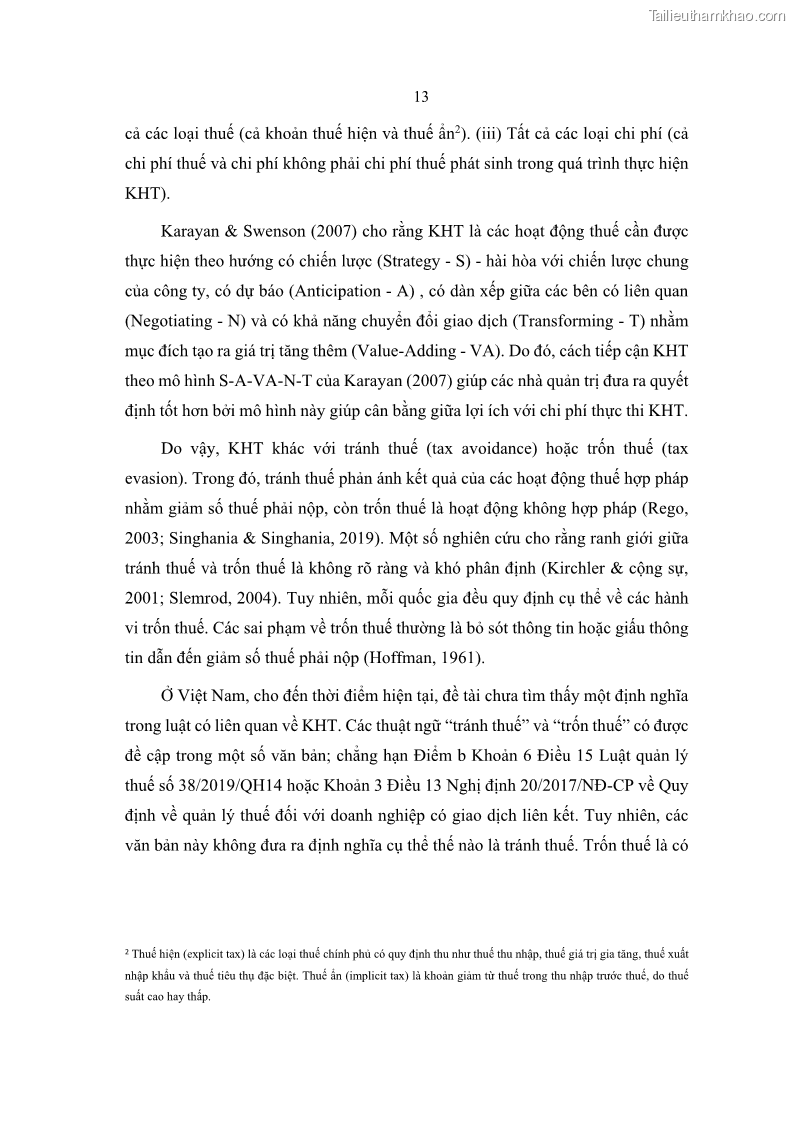 Luận án tiến sĩ tài chính ngân hàng Ảnh hưởng của kế hoạch thuế đến giá trị doanh nghiệp: Trường hợp các doanh nghiệp phi tài chính niêm yết ở Việt Nam - 3 Trang 27