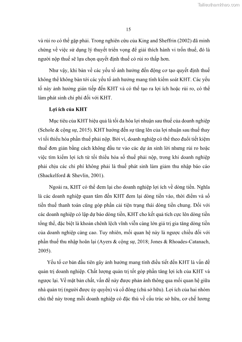 Luận án tiến sĩ tài chính ngân hàng Ảnh hưởng của kế hoạch thuế đến giá trị doanh nghiệp: Trường hợp các doanh nghiệp phi tài chính niêm yết ở Việt Nam - 3 Trang 29