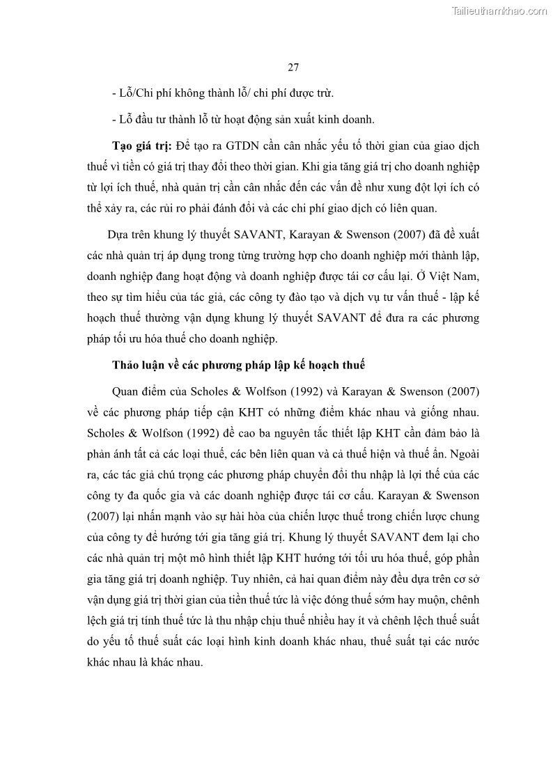 Luận án tiến sĩ tài chính ngân hàng Ảnh hưởng của kế hoạch thuế đến giá trị doanh nghiệp: Trường hợp các doanh nghiệp phi tài chính niêm yết ở Việt Nam - 4 Trang 41