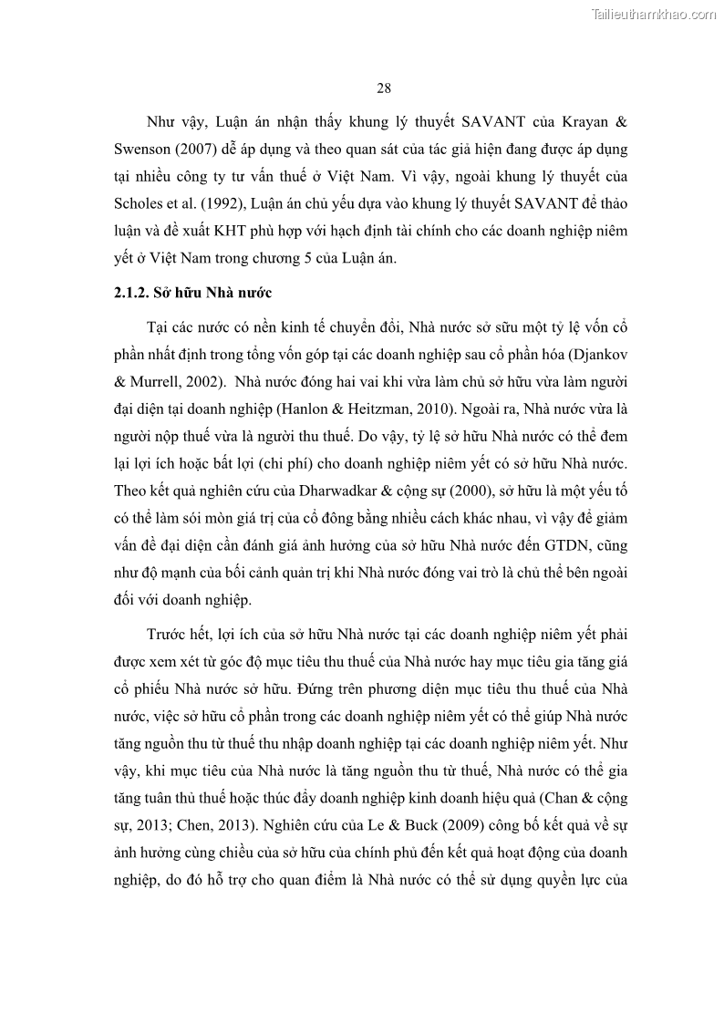 Luận án tiến sĩ tài chính ngân hàng Ảnh hưởng của kế hoạch thuế đến giá trị doanh nghiệp: Trường hợp các doanh nghiệp phi tài chính niêm yết ở Việt Nam - 4 Trang 42