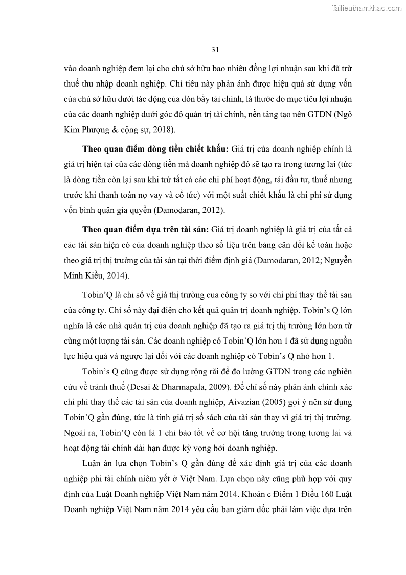 Luận án tiến sĩ tài chính ngân hàng Ảnh hưởng của kế hoạch thuế đến giá trị doanh nghiệp: Trường hợp các doanh nghiệp phi tài chính niêm yết ở Việt Nam - 4 Trang 45