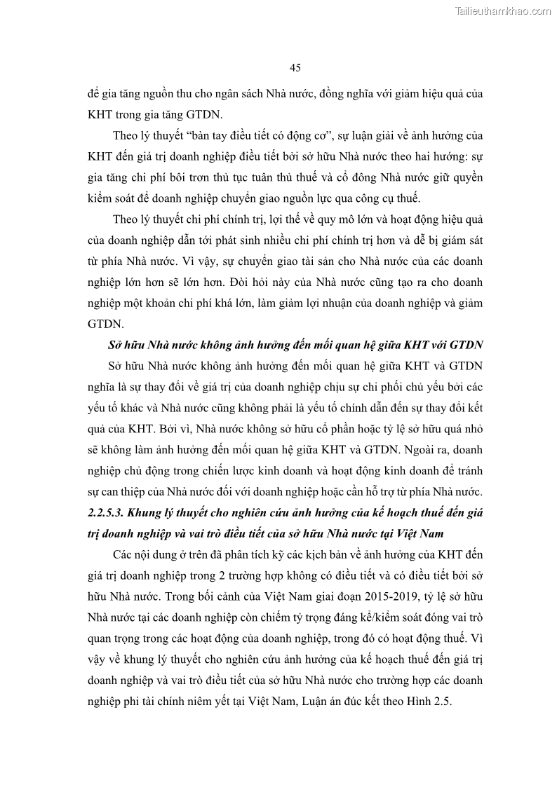 Luận án tiến sĩ tài chính ngân hàng Ảnh hưởng của kế hoạch thuế đến giá trị doanh nghiệp: Trường hợp các doanh nghiệp phi tài chính niêm yết ở Việt Nam - 5 Trang 59