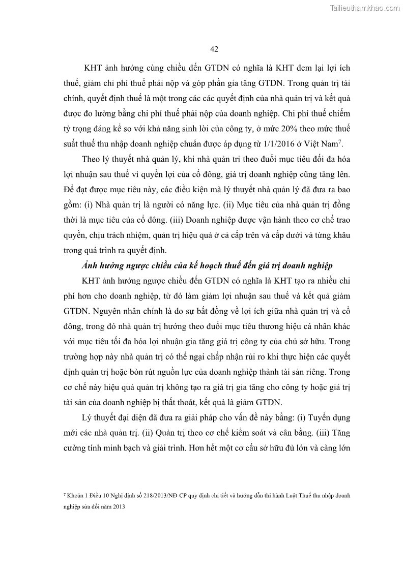 Luận án tiến sĩ tài chính ngân hàng Ảnh hưởng của kế hoạch thuế đến giá trị doanh nghiệp: Trường hợp các doanh nghiệp phi tài chính niêm yết ở Việt Nam - 5 Trang 56