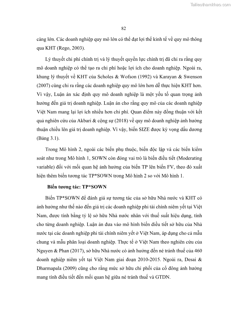Luận án tiến sĩ tài chính ngân hàng Ảnh hưởng của kế hoạch thuế đến giá trị doanh nghiệp: Trường hợp các doanh nghiệp phi tài chính niêm yết ở Việt Nam - 8 Trang 96