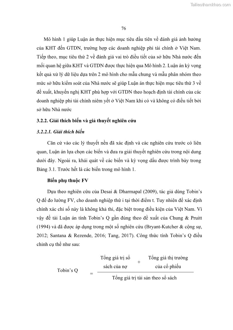 Luận án tiến sĩ tài chính ngân hàng Ảnh hưởng của kế hoạch thuế đến giá trị doanh nghiệp: Trường hợp các doanh nghiệp phi tài chính niêm yết ở Việt Nam - 8 Trang 90