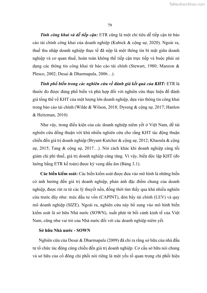 Luận án tiến sĩ tài chính ngân hàng Ảnh hưởng của kế hoạch thuế đến giá trị doanh nghiệp: Trường hợp các doanh nghiệp phi tài chính niêm yết ở Việt Nam - 8 Trang 93