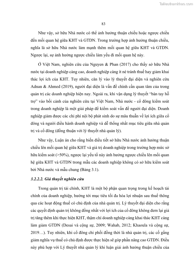 Luận án tiến sĩ tài chính ngân hàng Ảnh hưởng của kế hoạch thuế đến giá trị doanh nghiệp: Trường hợp các doanh nghiệp phi tài chính niêm yết ở Việt Nam - 9 Trang 97