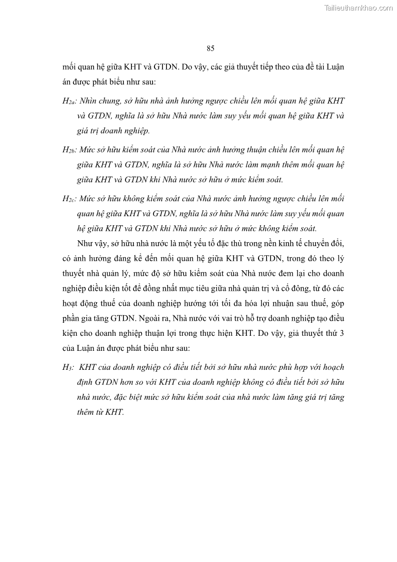 Luận án tiến sĩ tài chính ngân hàng Ảnh hưởng của kế hoạch thuế đến giá trị doanh nghiệp: Trường hợp các doanh nghiệp phi tài chính niêm yết ở Việt Nam - 9 Trang 99