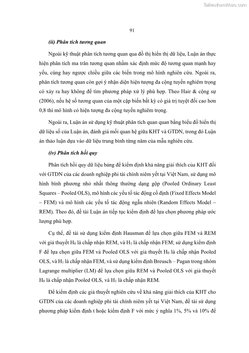 Luận án tiến sĩ tài chính ngân hàng Ảnh hưởng của kế hoạch thuế đến giá trị doanh nghiệp: Trường hợp các doanh nghiệp phi tài chính niêm yết ở Việt Nam - 9 Trang 105