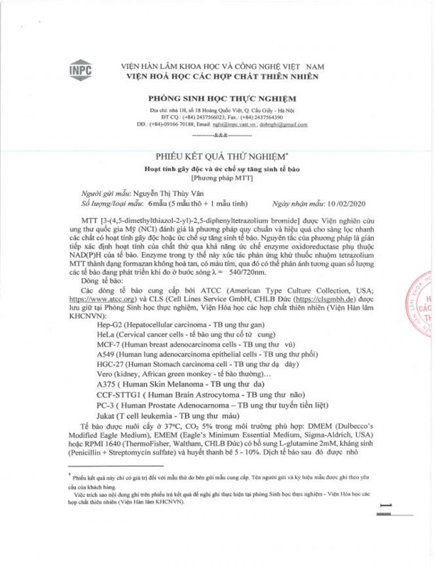 Chiết tổng phân đoạn và chất sạch COD của chủng nấm C cateniannulata CPA14V 1