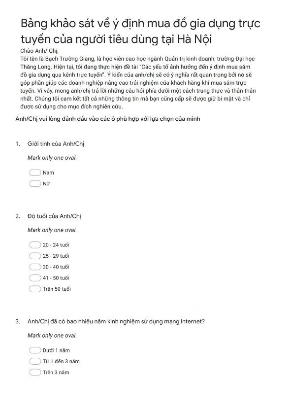 Website trực tuyến trong tương lai gần 76 PHỤ LỤC 2 BẢNG CÂU HỎI KHẢO SÁT 1