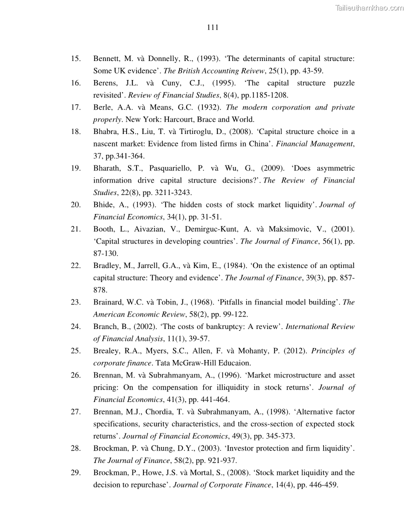 Luận án tiến sĩ tài chính ngân hàng Nghiên cứu mối quan hệ giữa lợi suất cổ phiếu và thanh khoản thị trường - trường hợp các doanh nghiệp niêm yết trên thị trường chứng khoán Việt Nam - 10 Trang 118