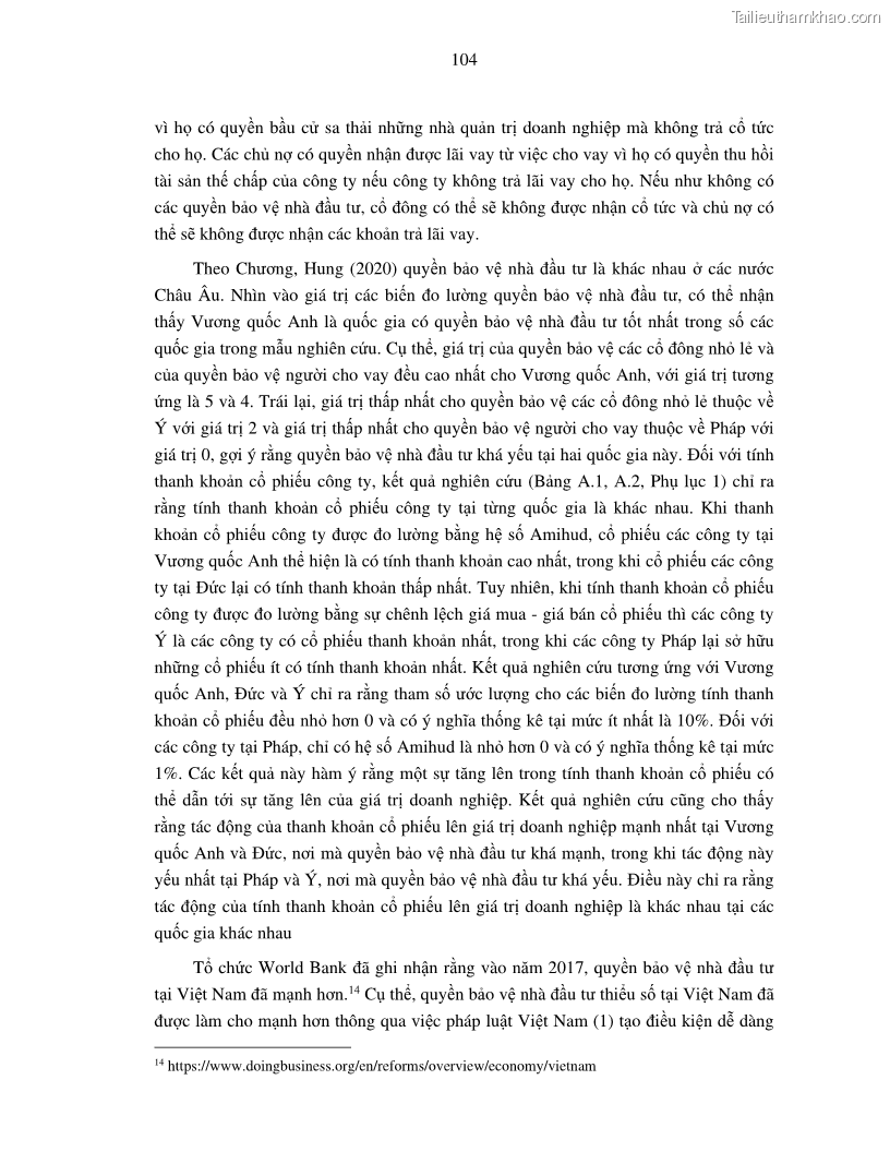 Luận án tiến sĩ tài chính ngân hàng Nghiên cứu mối quan hệ giữa lợi suất cổ phiếu và thanh khoản thị trường - trường hợp các doanh nghiệp niêm yết trên thị trường chứng khoán Việt Nam - 10 Trang 111