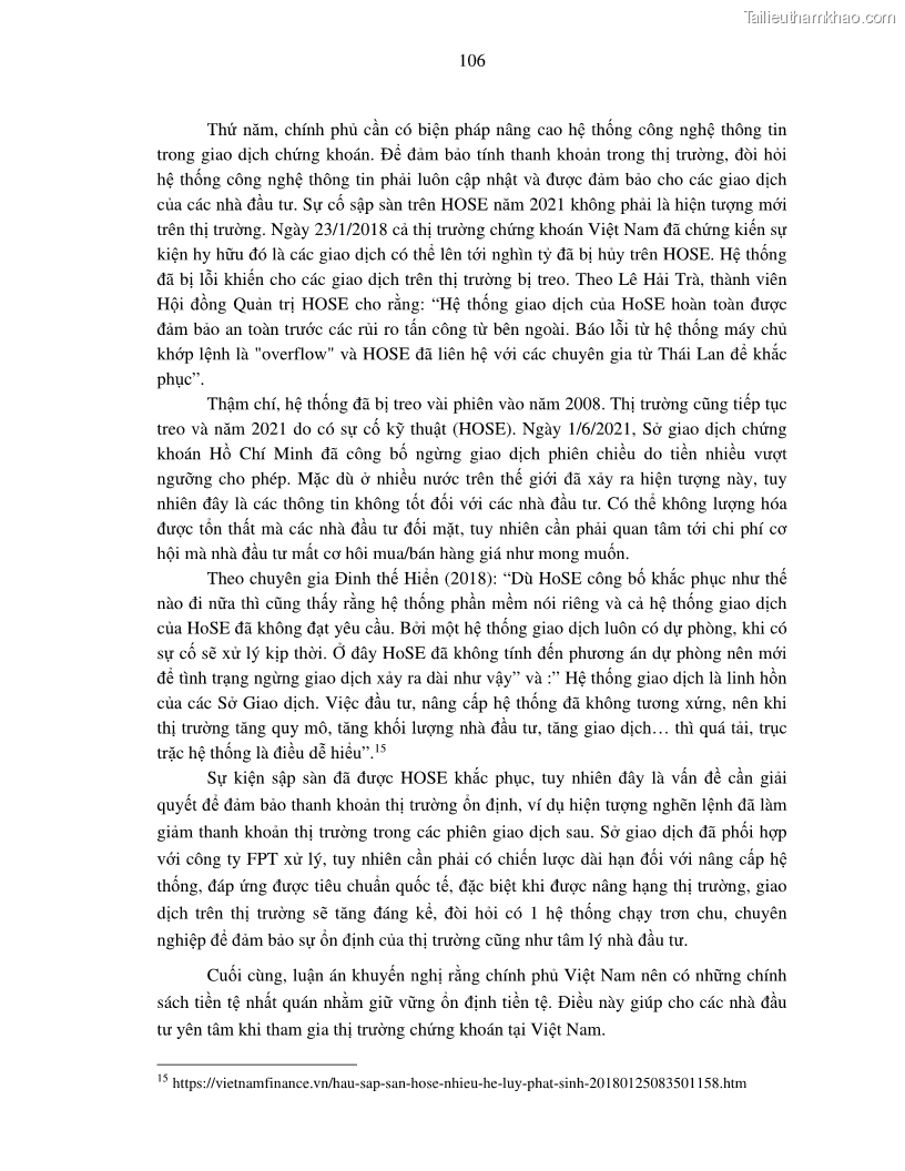 Luận án tiến sĩ tài chính ngân hàng Nghiên cứu mối quan hệ giữa lợi suất cổ phiếu và thanh khoản thị trường - trường hợp các doanh nghiệp niêm yết trên thị trường chứng khoán Việt Nam - 10 Trang 113