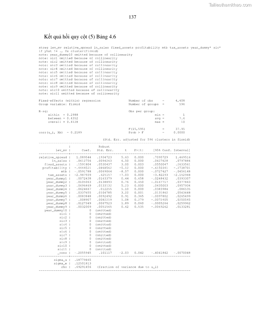 Luận án tiến sĩ tài chính ngân hàng Nghiên cứu mối quan hệ giữa lợi suất cổ phiếu và thanh khoản thị trường - trường hợp các doanh nghiệp niêm yết trên thị trường chứng khoán Việt Nam - 12 Trang 144