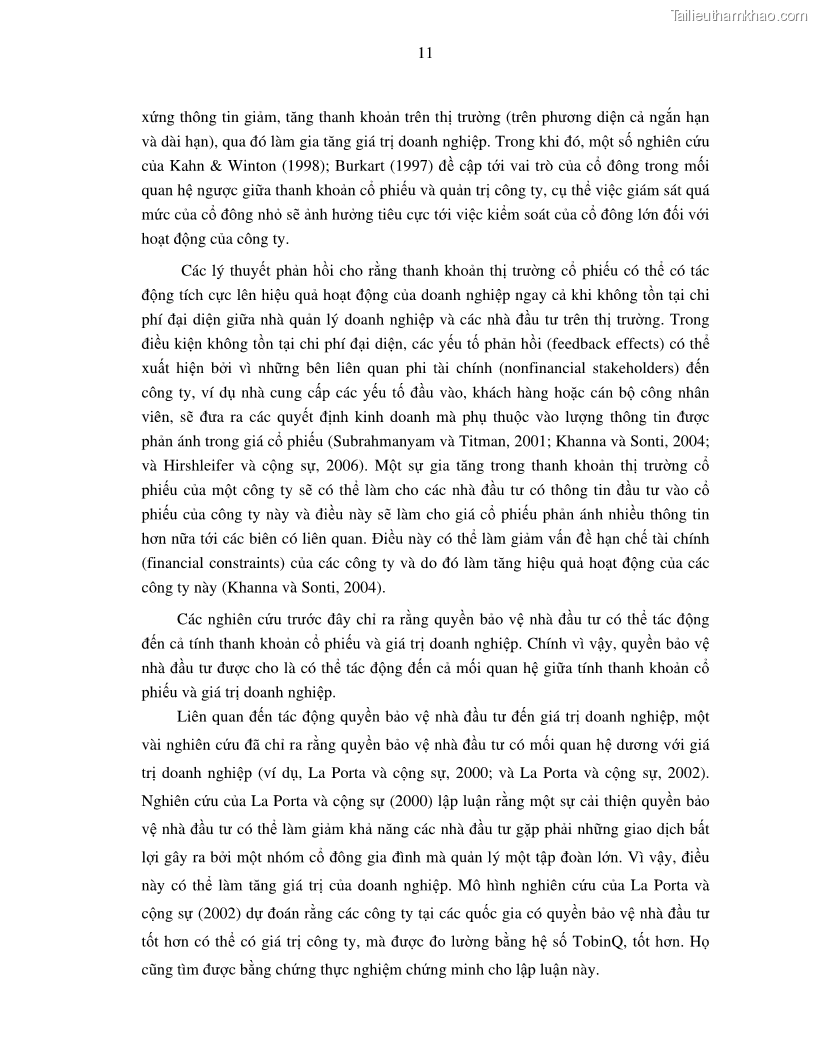 Luận án tiến sĩ tài chính ngân hàng Nghiên cứu mối quan hệ giữa lợi suất cổ phiếu và thanh khoản thị trường - trường hợp các doanh nghiệp niêm yết trên thị trường chứng khoán Việt Nam - 2 Trang 18