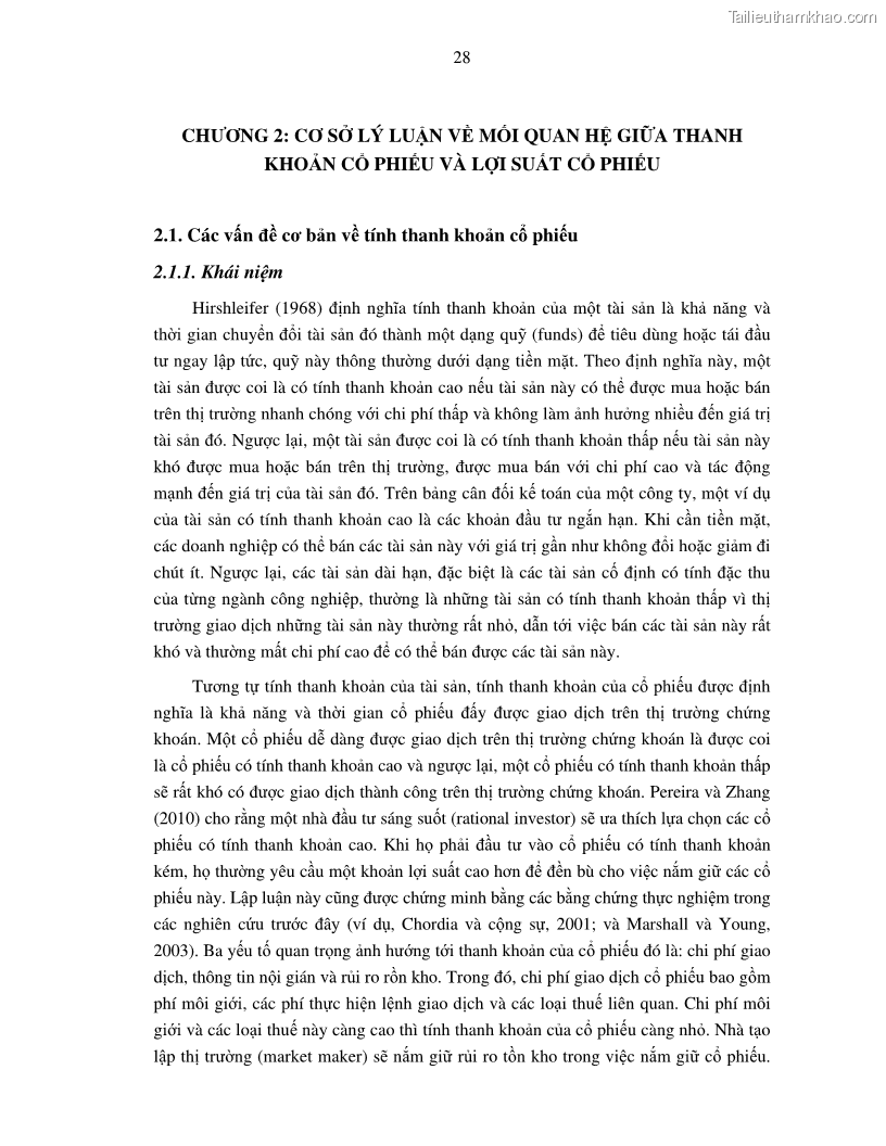 Luận án tiến sĩ tài chính ngân hàng Nghiên cứu mối quan hệ giữa lợi suất cổ phiếu và thanh khoản thị trường - trường hợp các doanh nghiệp niêm yết trên thị trường chứng khoán Việt Nam - 3 Trang 35