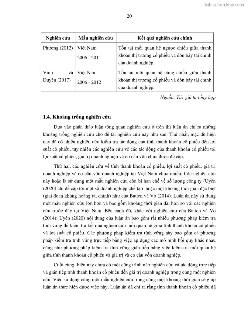 Luận án tiến sĩ tài chính ngân hàng Nghiên cứu mối quan hệ giữa lợi suất cổ phiếu và thanh khoản thị trường - trường hợp các doanh nghiệp niêm yết trên thị trường chứng khoán Việt Nam - 3 Trang 27