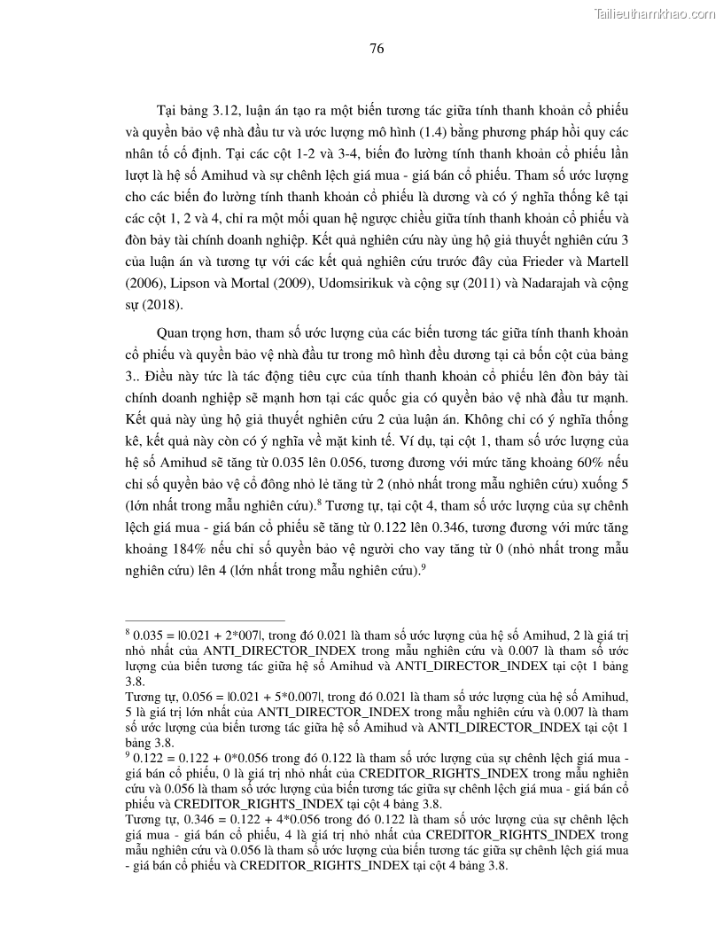 Luận án tiến sĩ tài chính ngân hàng Nghiên cứu mối quan hệ giữa lợi suất cổ phiếu và thanh khoản thị trường - trường hợp các doanh nghiệp niêm yết trên thị trường chứng khoán Việt Nam - 7 Trang 83
