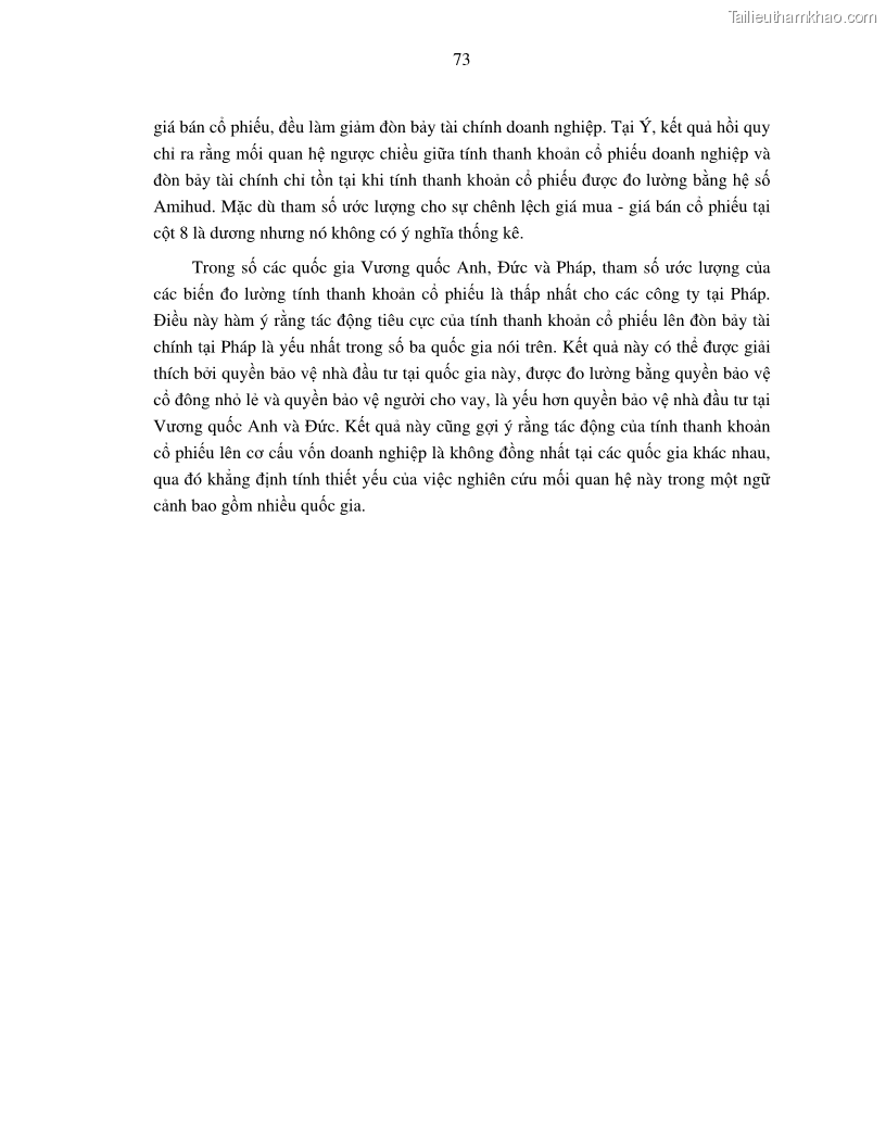 Luận án tiến sĩ tài chính ngân hàng Nghiên cứu mối quan hệ giữa lợi suất cổ phiếu và thanh khoản thị trường - trường hợp các doanh nghiệp niêm yết trên thị trường chứng khoán Việt Nam - 7 Trang 80
