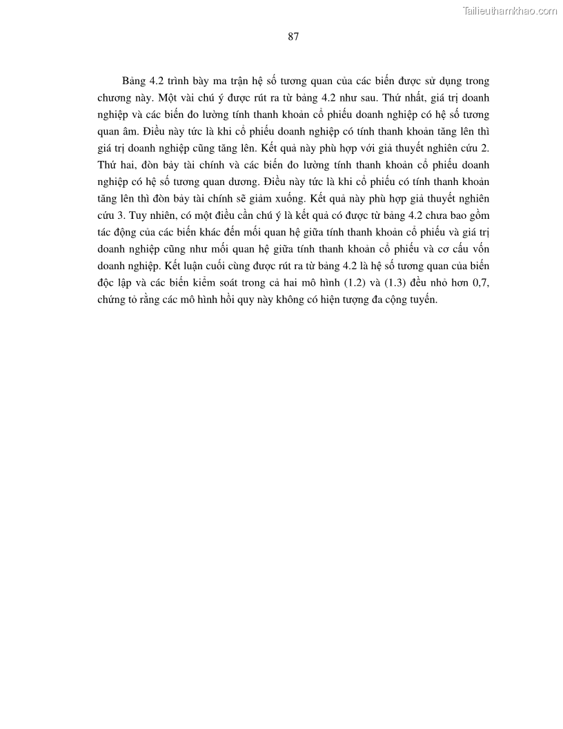 Luận án tiến sĩ tài chính ngân hàng Nghiên cứu mối quan hệ giữa lợi suất cổ phiếu và thanh khoản thị trường - trường hợp các doanh nghiệp niêm yết trên thị trường chứng khoán Việt Nam - 8 Trang 94