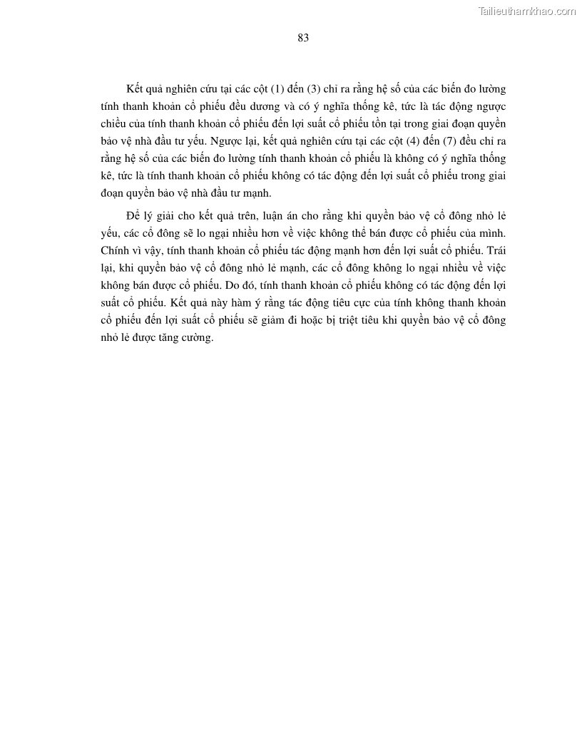 Luận án tiến sĩ tài chính ngân hàng Nghiên cứu mối quan hệ giữa lợi suất cổ phiếu và thanh khoản thị trường - trường hợp các doanh nghiệp niêm yết trên thị trường chứng khoán Việt Nam - 8 Trang 90