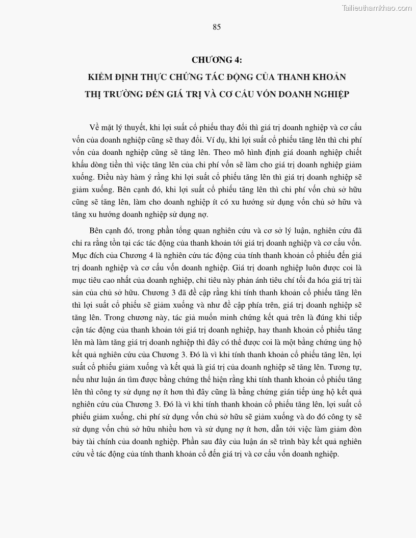 Luận án tiến sĩ tài chính ngân hàng Nghiên cứu mối quan hệ giữa lợi suất cổ phiếu và thanh khoản thị trường - trường hợp các doanh nghiệp niêm yết trên thị trường chứng khoán Việt Nam - 8 Trang 92