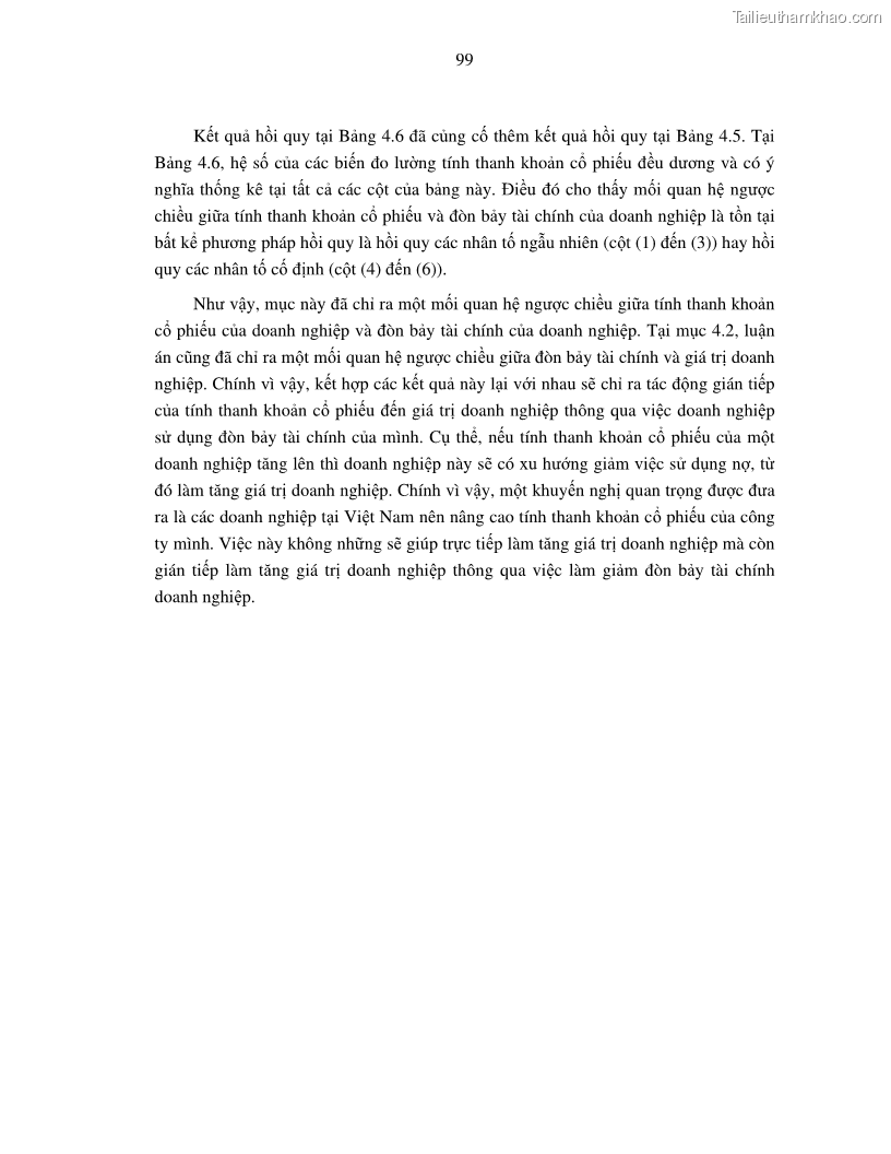 Luận án tiến sĩ tài chính ngân hàng Nghiên cứu mối quan hệ giữa lợi suất cổ phiếu và thanh khoản thị trường - trường hợp các doanh nghiệp niêm yết trên thị trường chứng khoán Việt Nam - 9 Trang 106