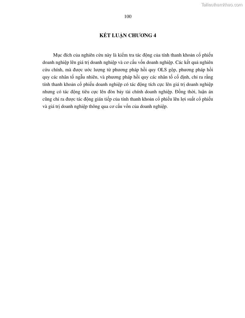 Luận án tiến sĩ tài chính ngân hàng Nghiên cứu mối quan hệ giữa lợi suất cổ phiếu và thanh khoản thị trường - trường hợp các doanh nghiệp niêm yết trên thị trường chứng khoán Việt Nam - 9 Trang 107