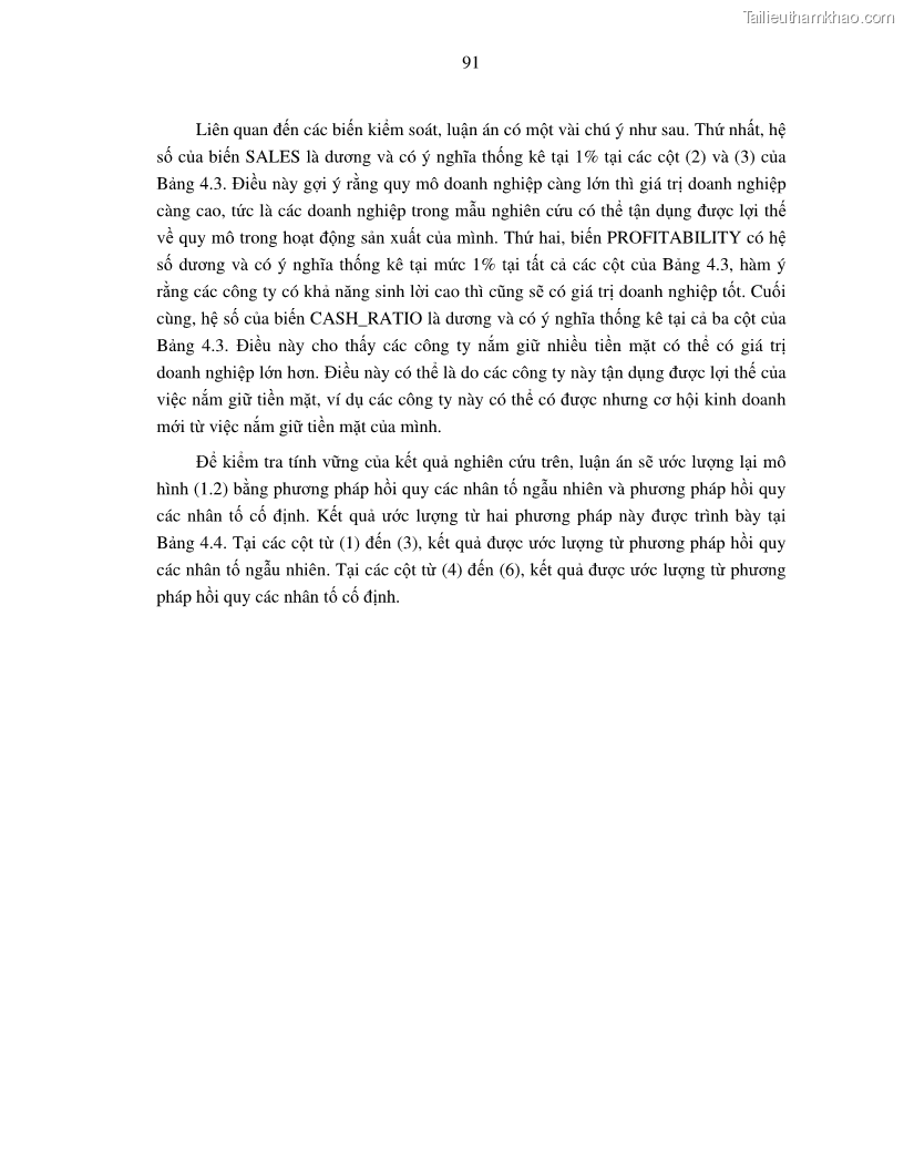 Luận án tiến sĩ tài chính ngân hàng Nghiên cứu mối quan hệ giữa lợi suất cổ phiếu và thanh khoản thị trường - trường hợp các doanh nghiệp niêm yết trên thị trường chứng khoán Việt Nam - 9 Trang 98