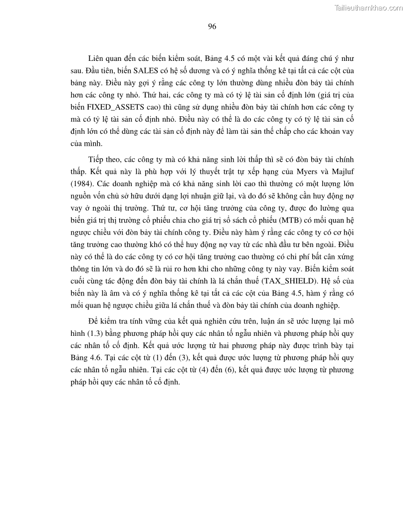 Luận án tiến sĩ tài chính ngân hàng Nghiên cứu mối quan hệ giữa lợi suất cổ phiếu và thanh khoản thị trường - trường hợp các doanh nghiệp niêm yết trên thị trường chứng khoán Việt Nam - 9 Trang 103