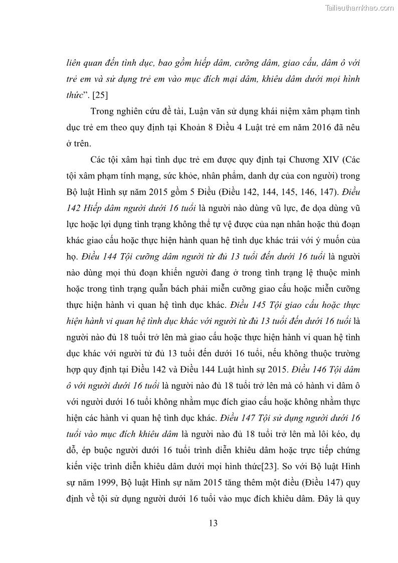 Luận văn thạc sĩ Bảo đảm quyền trẻ em trong các vụ án xâm hại tình dục tại Viện kiểm sát nhân dân thành phố Hà Nội - 2 Trang 22