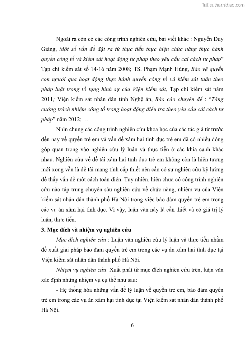 Luận văn thạc sĩ Bảo đảm quyền trẻ em trong các vụ án xâm hại tình dục tại Viện kiểm sát nhân dân thành phố Hà Nội - 2 Trang 15
