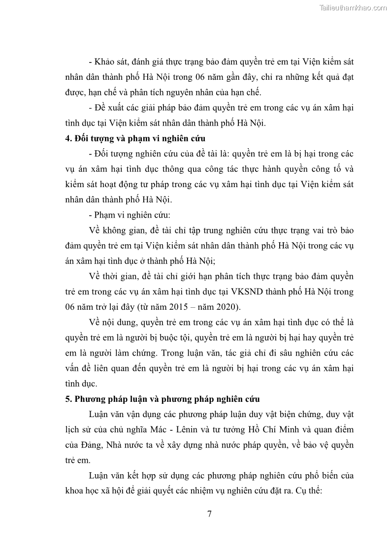 Luận văn thạc sĩ Bảo đảm quyền trẻ em trong các vụ án xâm hại tình dục tại Viện kiểm sát nhân dân thành phố Hà Nội - 2 Trang 16