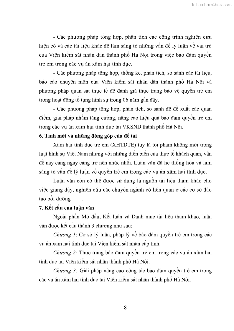 Luận văn thạc sĩ Bảo đảm quyền trẻ em trong các vụ án xâm hại tình dục tại Viện kiểm sát nhân dân thành phố Hà Nội - 2 Trang 17