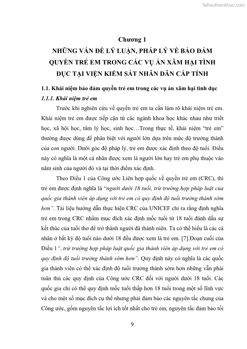 Luận văn thạc sĩ Bảo đảm quyền trẻ em trong các vụ án xâm hại tình dục tại Viện kiểm sát nhân dân thành phố Hà Nội - 2 Trang 18