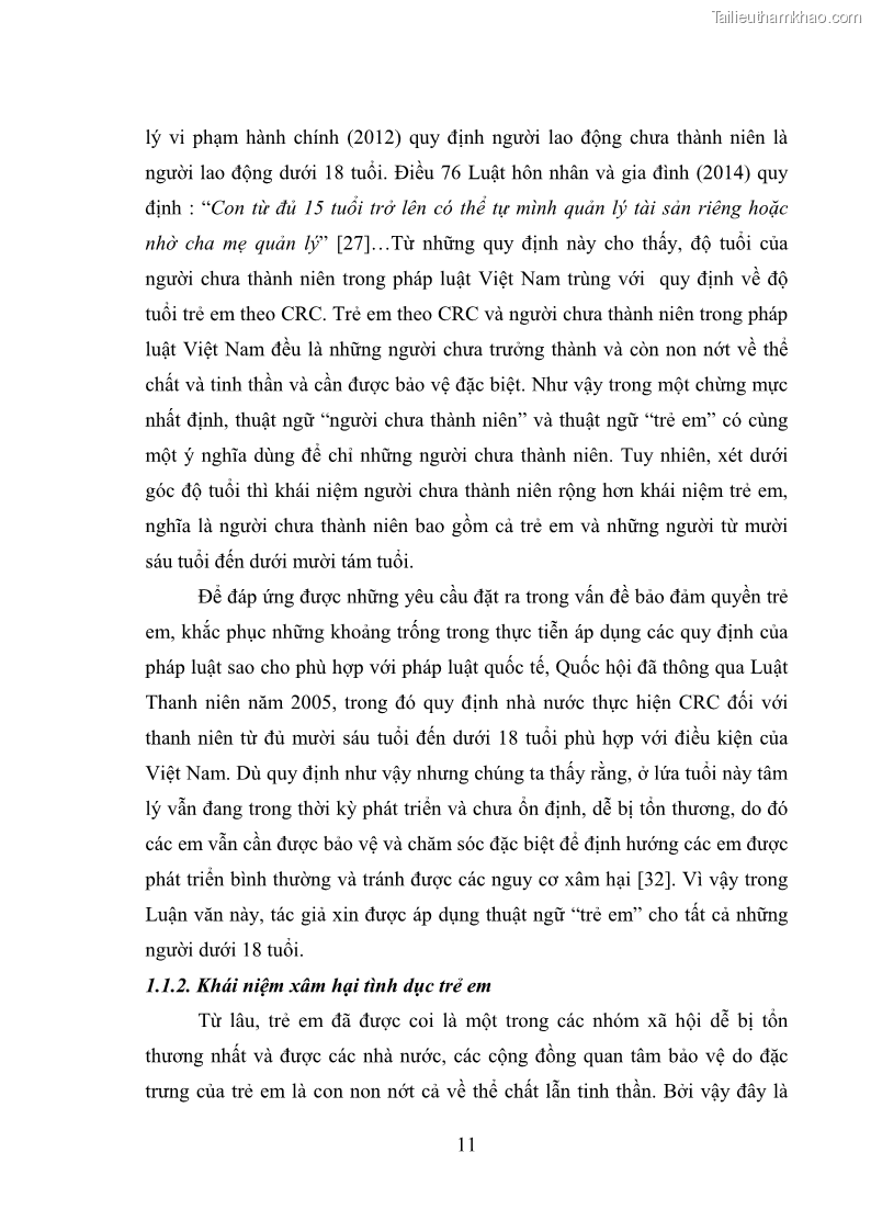 Luận văn thạc sĩ Bảo đảm quyền trẻ em trong các vụ án xâm hại tình dục tại Viện kiểm sát nhân dân thành phố Hà Nội - 2 Trang 20